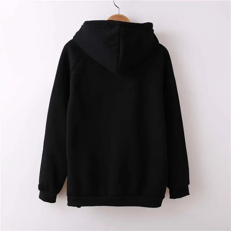 XXL-S Streetwear Coat 2017 New Fashion Fleece long Sleeve Harajuku Letter Girl Black Pullovers Tops Woman Hoodies Sweatshirts