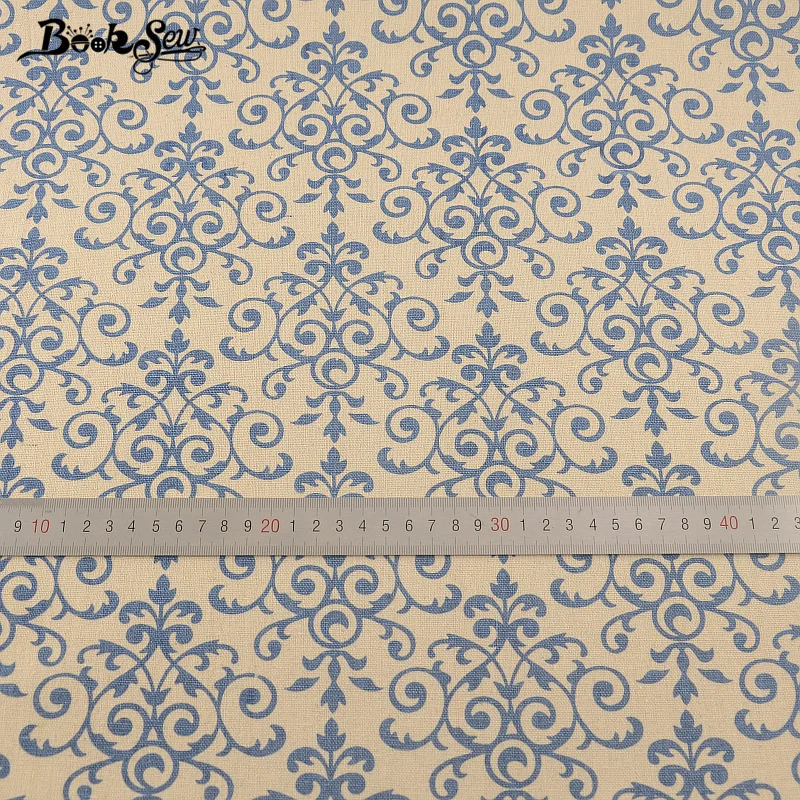 Tablecloth Pillow Bag Curtain Cushion Zakka CM Booksew Home Textile Cotton Linen Fabric Blue Pattern Design Sewing Material