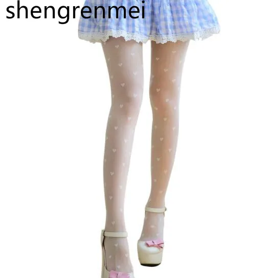 Shengrenmei 2019 Phụ Nữ Mới Vớ Đen Mô Hình Trái Tim Liền Mạch Sexy Vớ Nữ Nữ Mỏng Quần Mùa Hè Dễ Thương Pantyhose