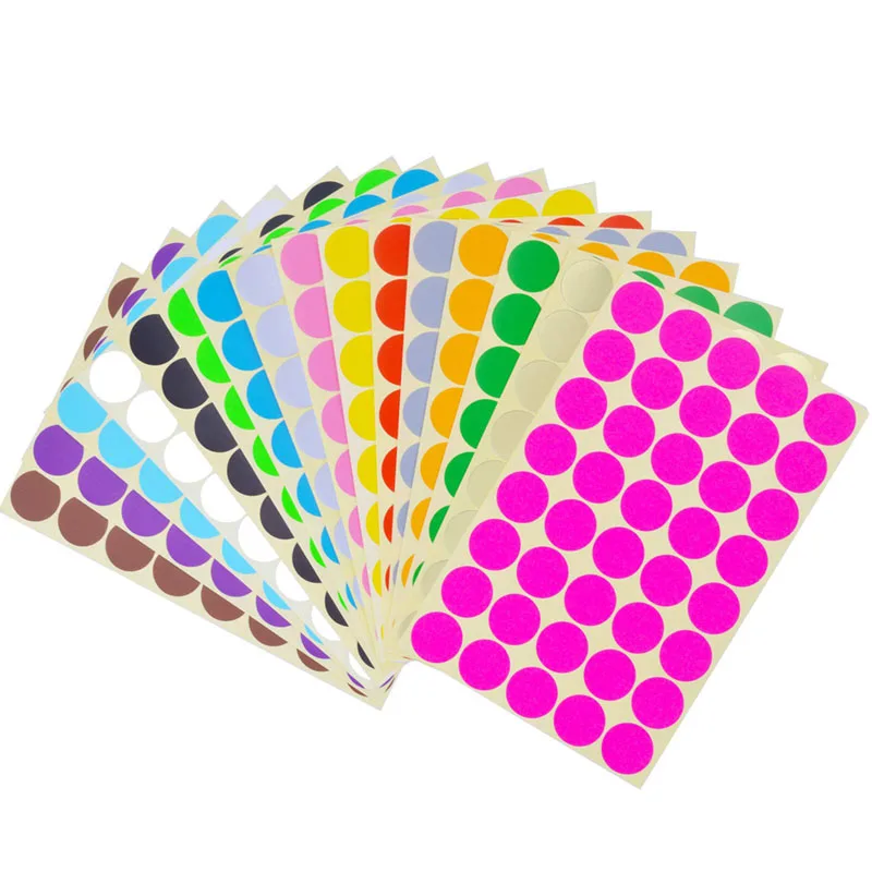 Color 19mm Cute Circles Round Code Stickers Scrapbooking Self Adhesive Sticky Labels