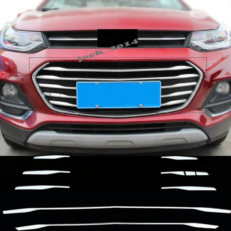 

Stainless steel Front Lower Grille Grill Moulding Strips Cover Trim 10pcs/set For Chevrolet Trax 2017-2018