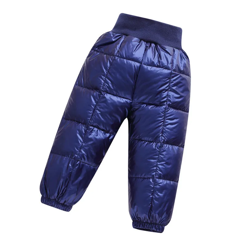 Children pants winter kids space silver down trousers girls baby cotton pants child boys thick trousers warming windproof pants