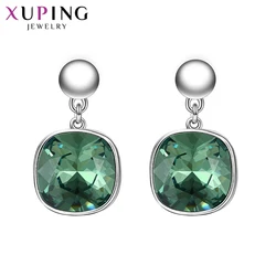 Xuping Jewelry Fashion Popular Trendy Square Shaped Crystal Earrings for Women Girl Party Gift A00621895