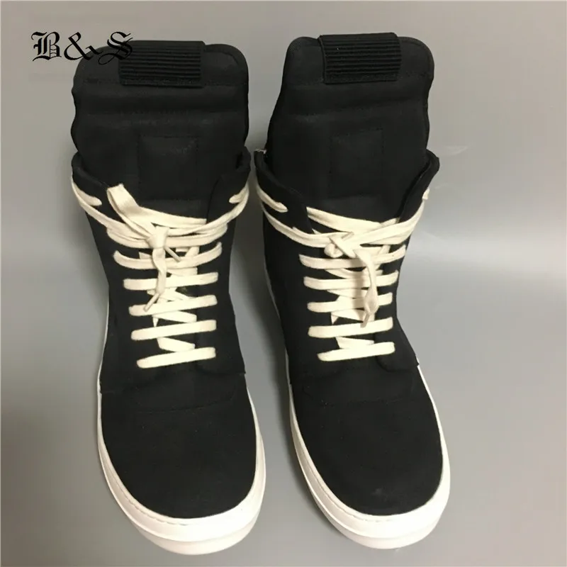 

Black& Street Dark Warrior Basket genuine Leather Lace Up Cool Trainer Street Hip Hop Boots Suede Leather vintage Cowhide Boots