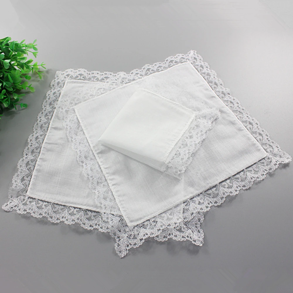 100Pcs Pure White Hankerchiefs Cotton Handkerchiefs Women Men 23cm*25cm Pocket Square Wedding Plain DIY Print Draw Hankies