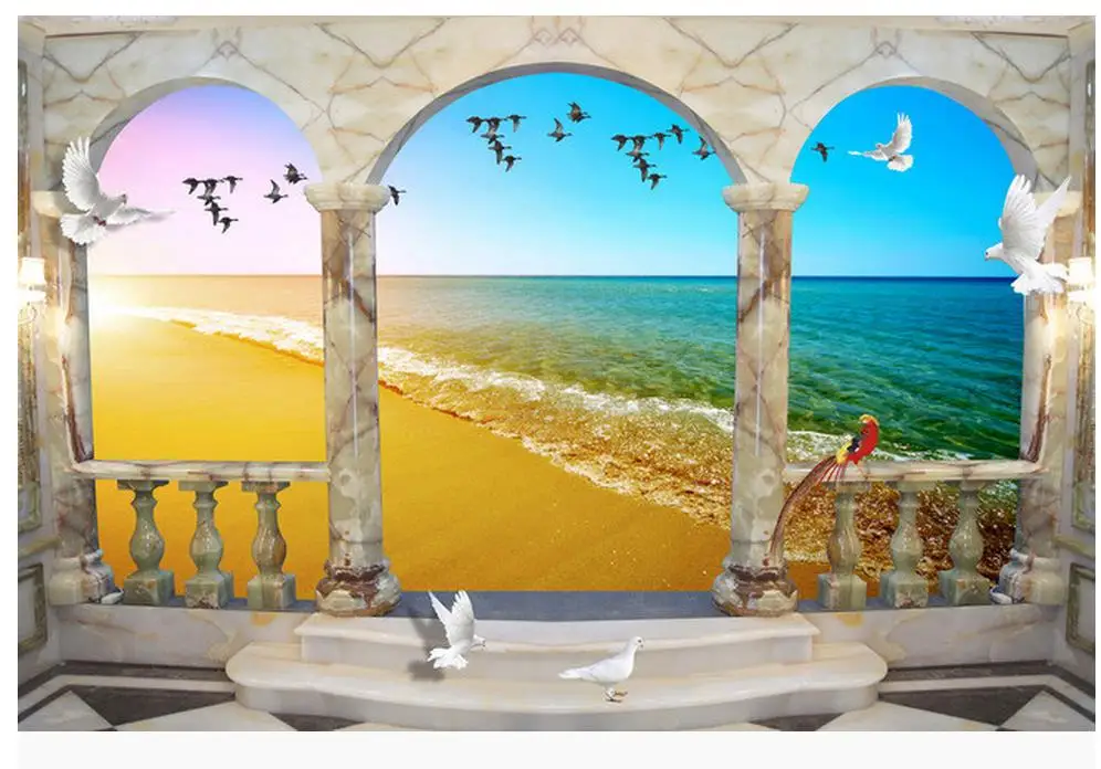 

3d customized wallpaper Seascape Art Mural for Living Room Large Painting Home Decor