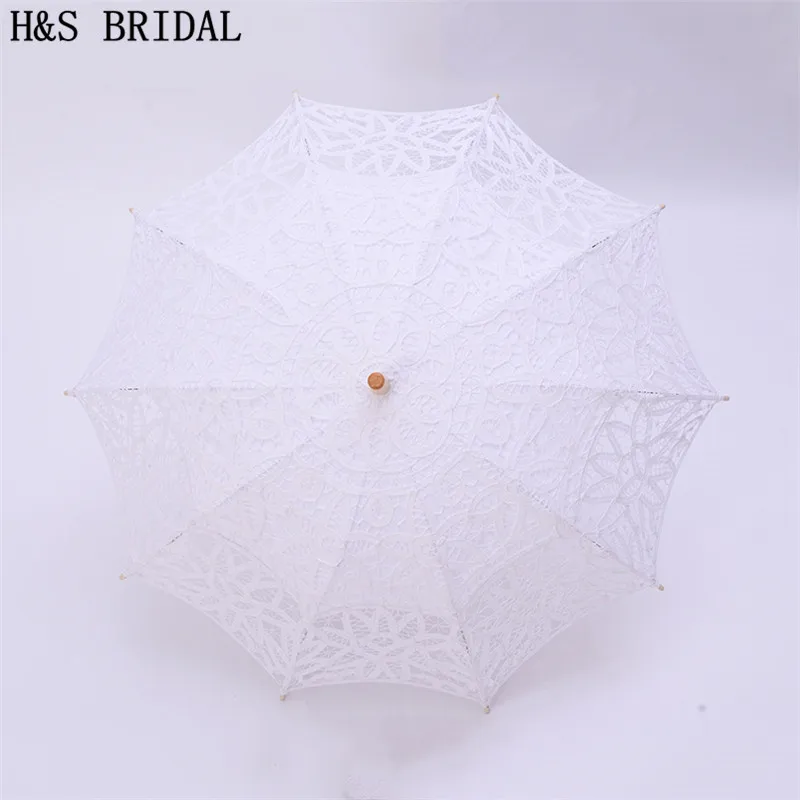 H & s-guarda-sol de noiva bordado, guarda-chuva branco para casamento, material de renda