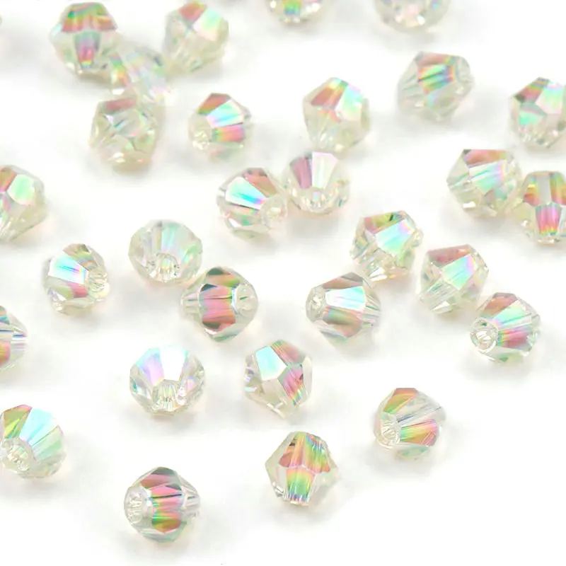 4mm Shiny AB color Crystal Bicone Beads Glass Jewelry Beads Loose Spacer Beads earring bracelet making Jewelry Accessories DIY