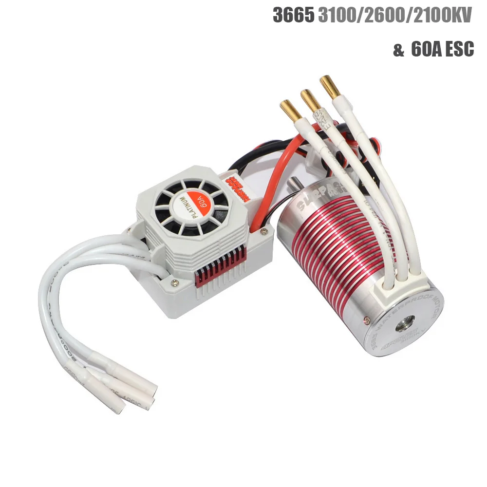 Platinum Waterproof 3665 3100KV 2600KV 2100KV Brushless Motor with 60A ESC  for RC Car 1/10 Motor RC Rock Crawler