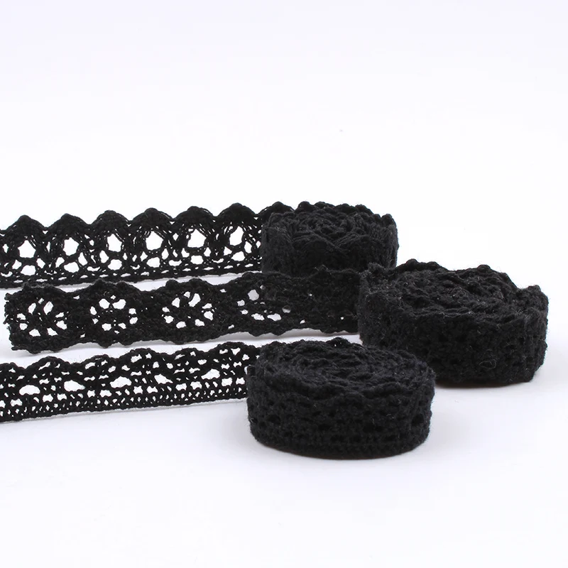 5Yards mix 5 styles Black Cotton Lace Ribbon Garments Accessories DIY Sewing Cotton material trims Handmade Patchwork Craft