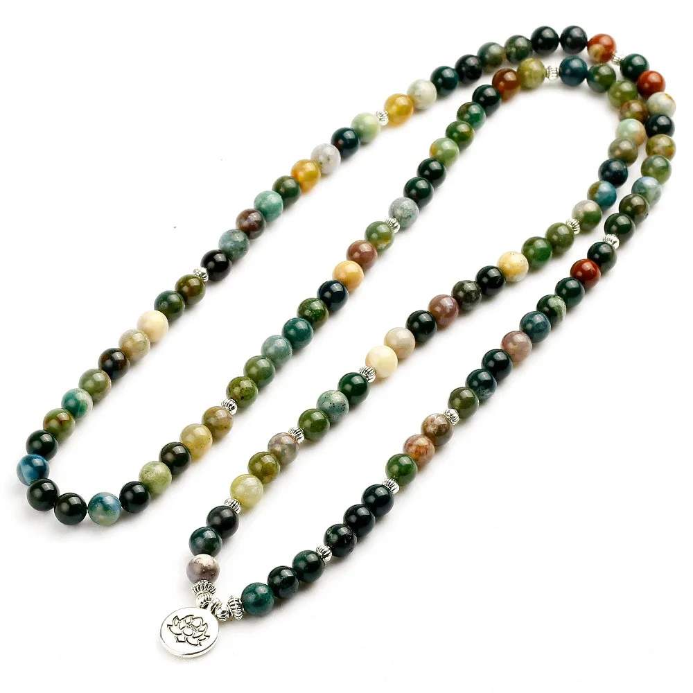 108 Tibetan Buddhist Mala Natural India Onyx Stone Bead Dual-use Women Necklace Men Bracelet Yoga Prayer for Meditation Gift