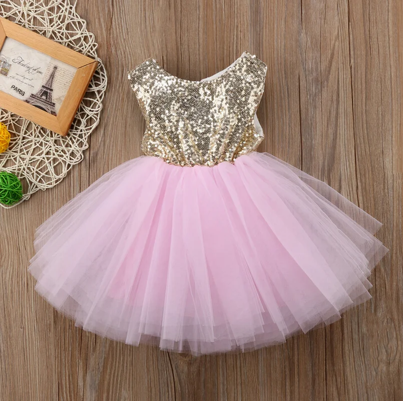 Vestido de princesa negro para niños y niñas, ropa de fiesta ahuecada en la espalda, vestido de baile, tutú, vestidos de desfile formales de tul,