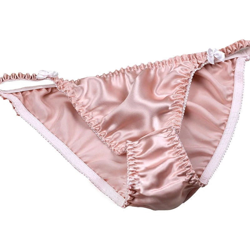 Bragas sexys de seda de morera para mujer, Tanga en T, 100%