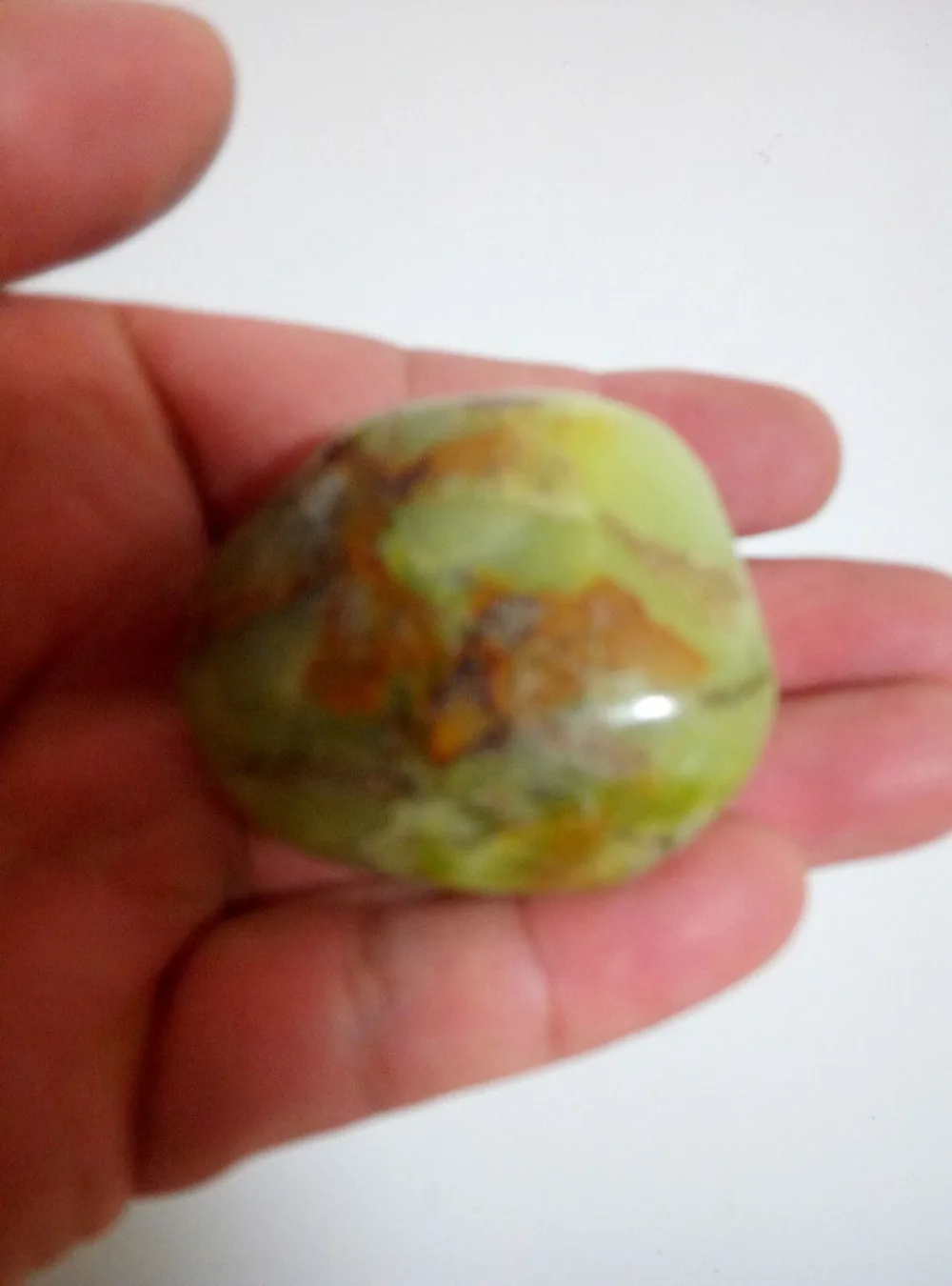 

GREEN OPAL Crystal Healing Massage Stone Pocket Palmstone Madagascar GEM