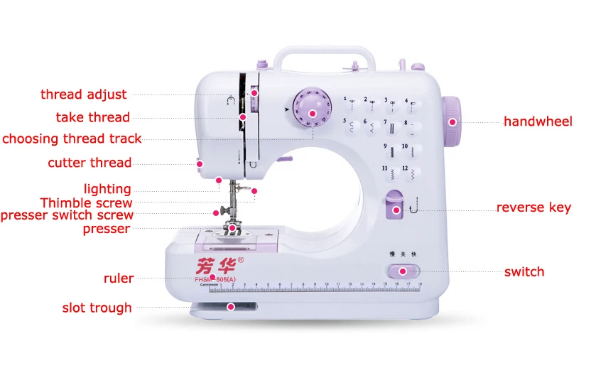 UDFR-505A 6v المنزلية الخياطة آلة