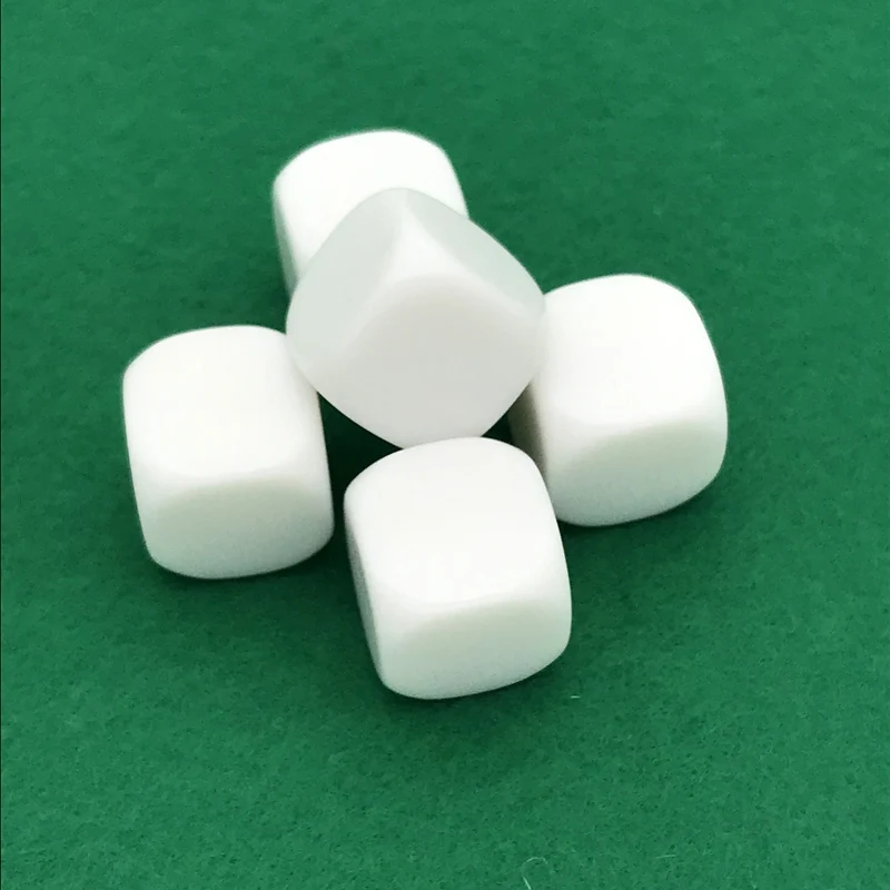 10Pcs/Lot 20mm Blank Dice White Rounded Corner D6 Can Write White Blank Dice Board Games Creative Children Teching DIY Dice Sets