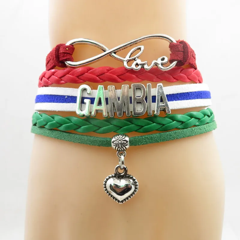 Love Gambia Bracelet Vintage Charm Gambia Leather Bracelets For Women And Men Gift