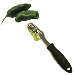 LMETJMA Jalapeno Pepper Corer Stainless Steel Pepper Chili Corer Remover with Serrated Edge Zucchini Cucumber Corer KC0276