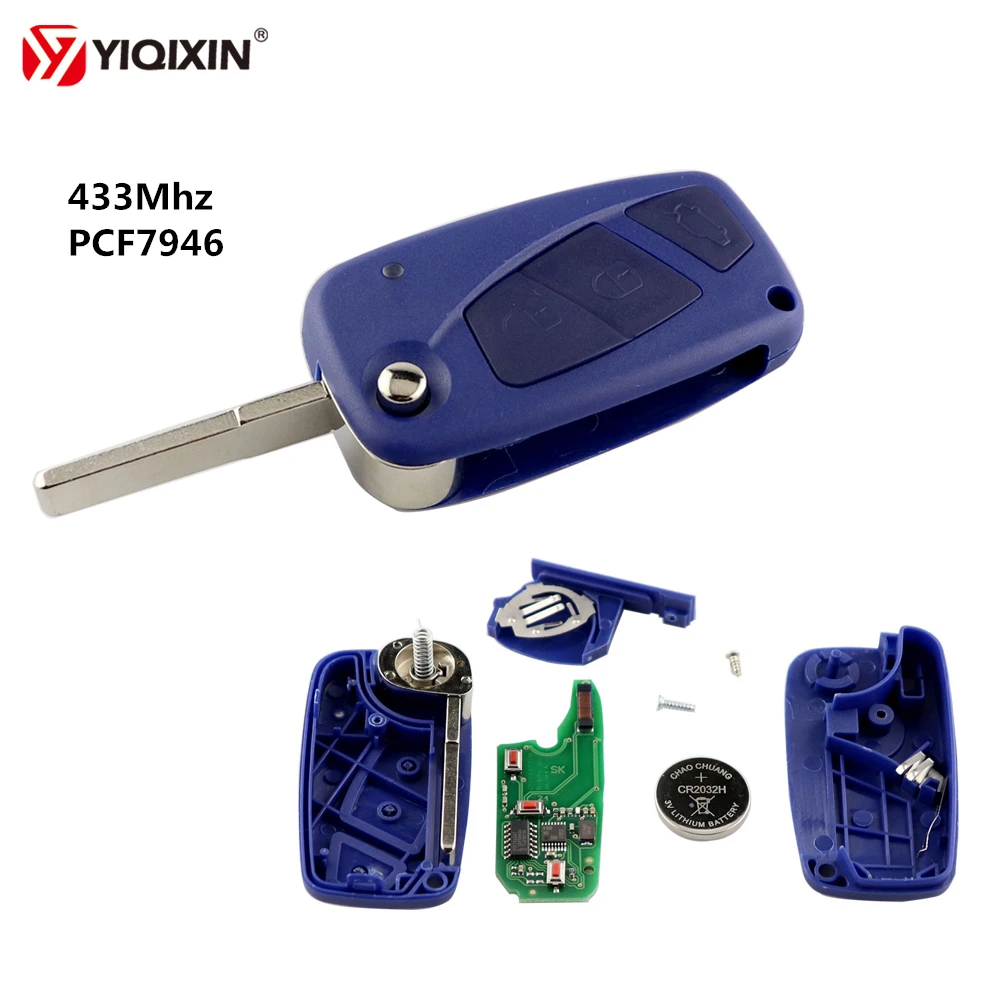 

YIQIXIN 433Mhz PCF7946 Transponder Chip Flip Remote Control Auto Key For Fiat 500 Fiorino Qubo Panda Idea Punto Stilo Ducato