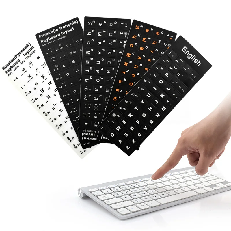 

Russian English French Korean Hebrew Arabic Spanish Keyboard Stickers Alphabet Layout Sticker Strong for Laptop Desktop PC