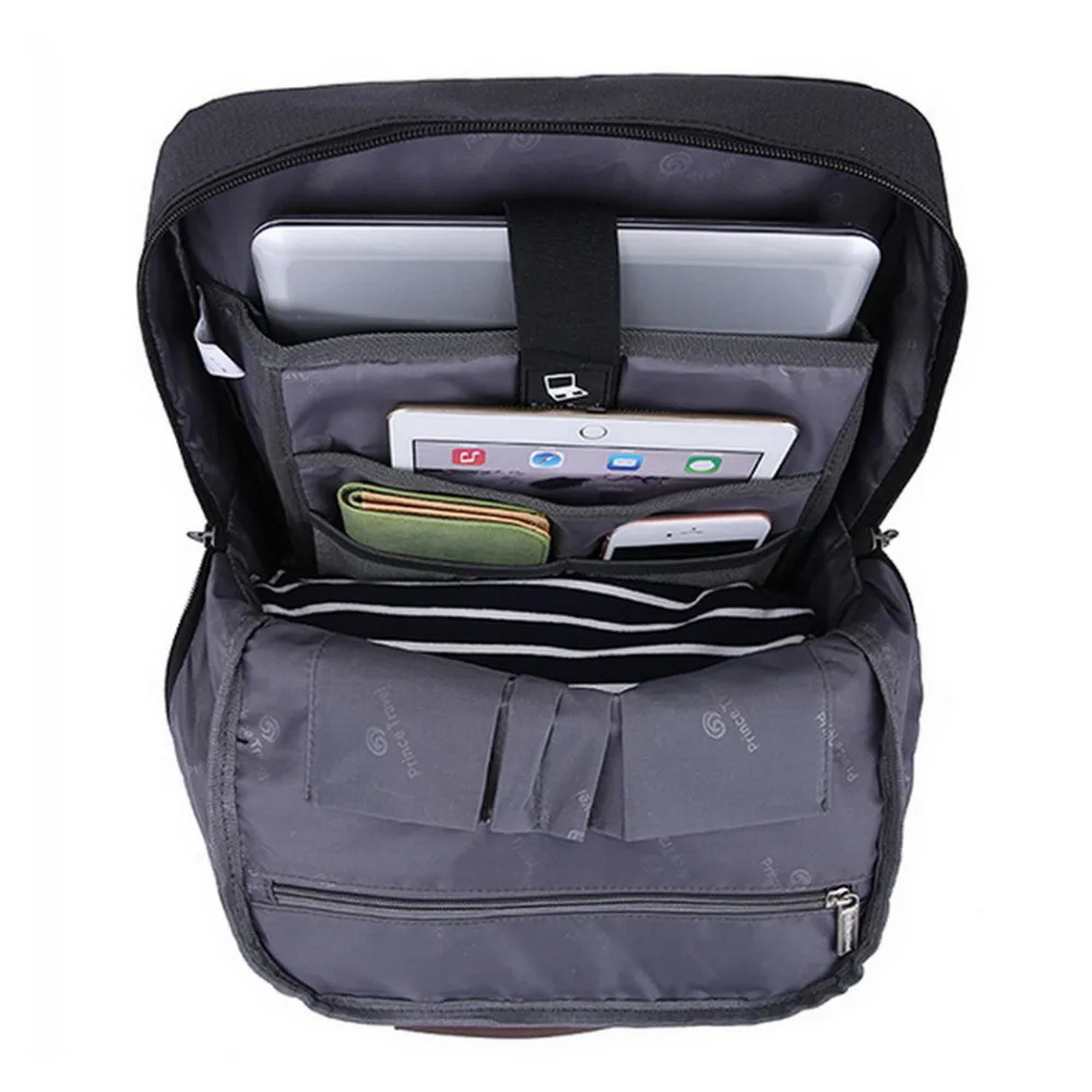 Mochila para laptop para mulheres e homens de 15,6 polegadas Bolsa de negócios cor cinza e preto cinza Oxford e material de couro de microfibra