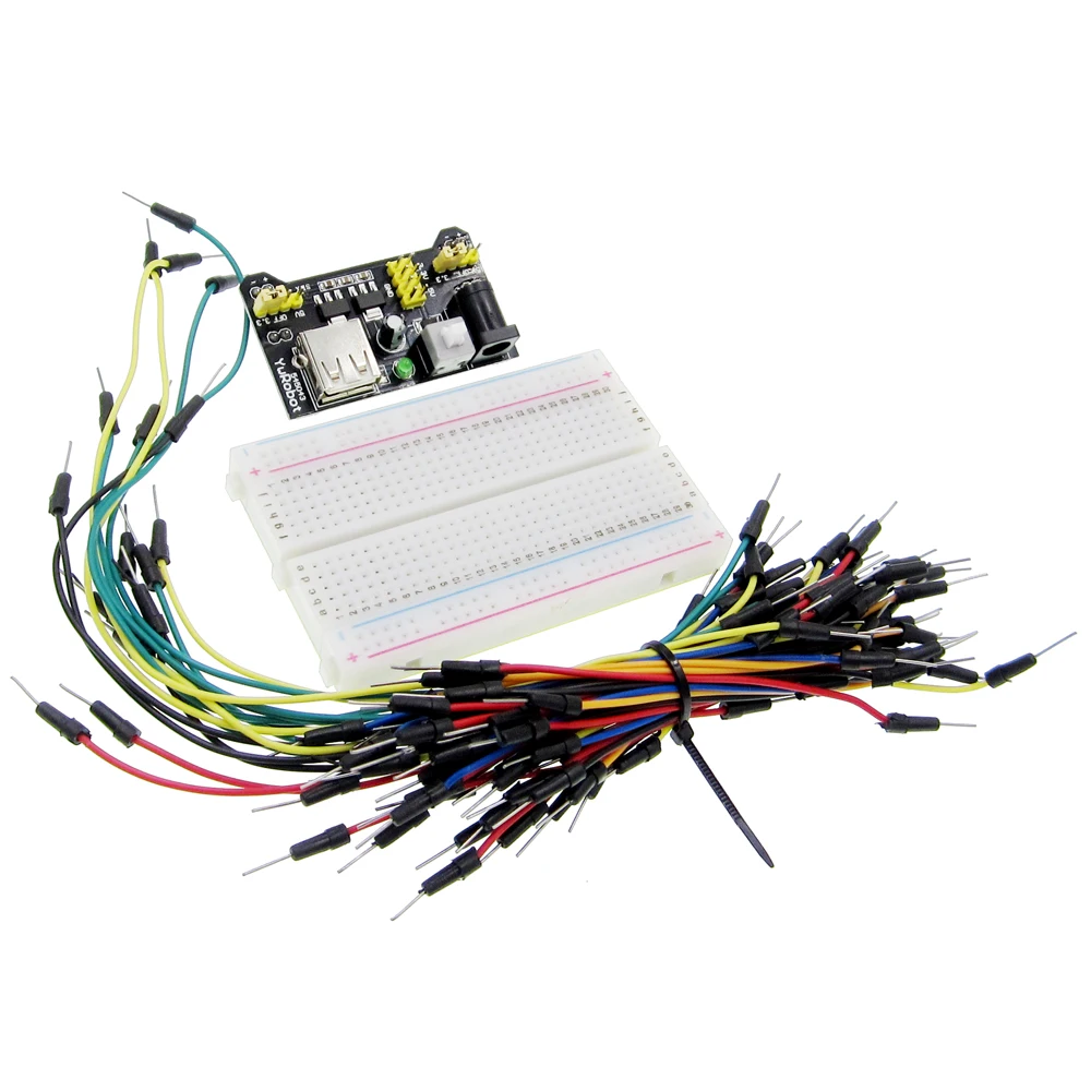 3.3V/5V Breadboard power module+ 400 points Solderless Prototype Bread board kit +65 Flexible jumper wires wholesale