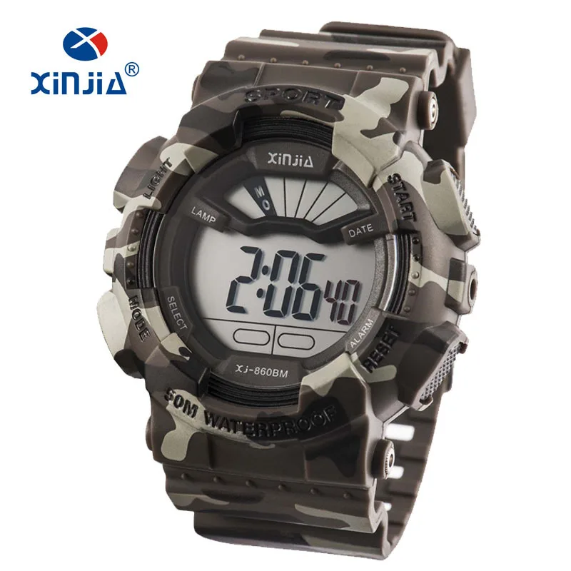 2020 New XINJIA Military Watches Army Camouflage Sports LCD Digital Men\'s Outdoor Shock Resistant Waterproof 50M Relogio Diver