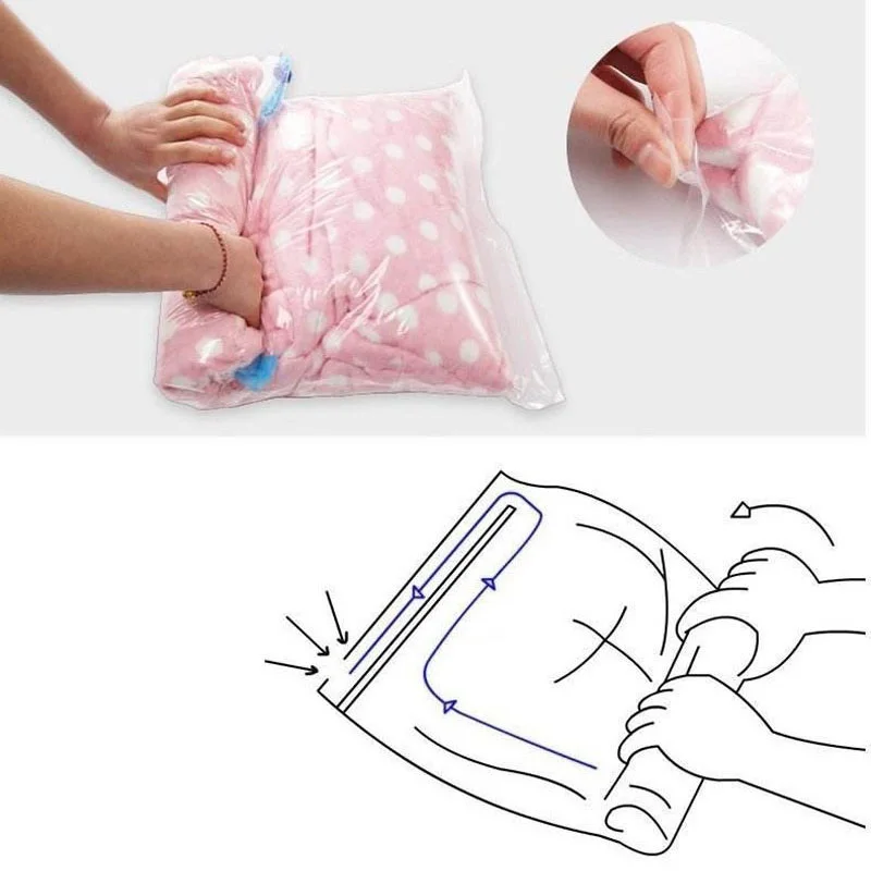 100pcs Vacuum Compression Bags for Travelling Hand Rolling Vacuum Bag 35*50cm Roll-up Compression Storage Bags ZA4687