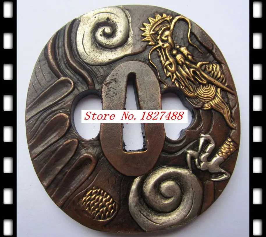 

High Quallty Katana Fitting Copper Gilt TSUBA Dragon For Japanese Samurai Sword Accessory