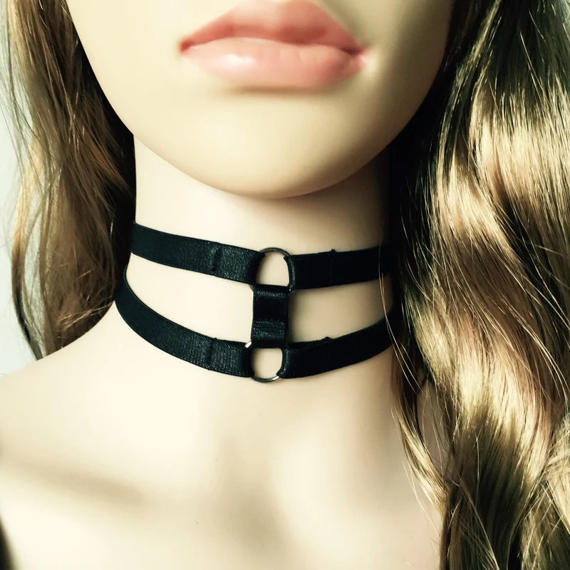 Goth Harajuku 90's Body Harness Vintage Heart with rose Choker Studded Rivet Collar Necklace Punk Neck Harness Fetish Wear