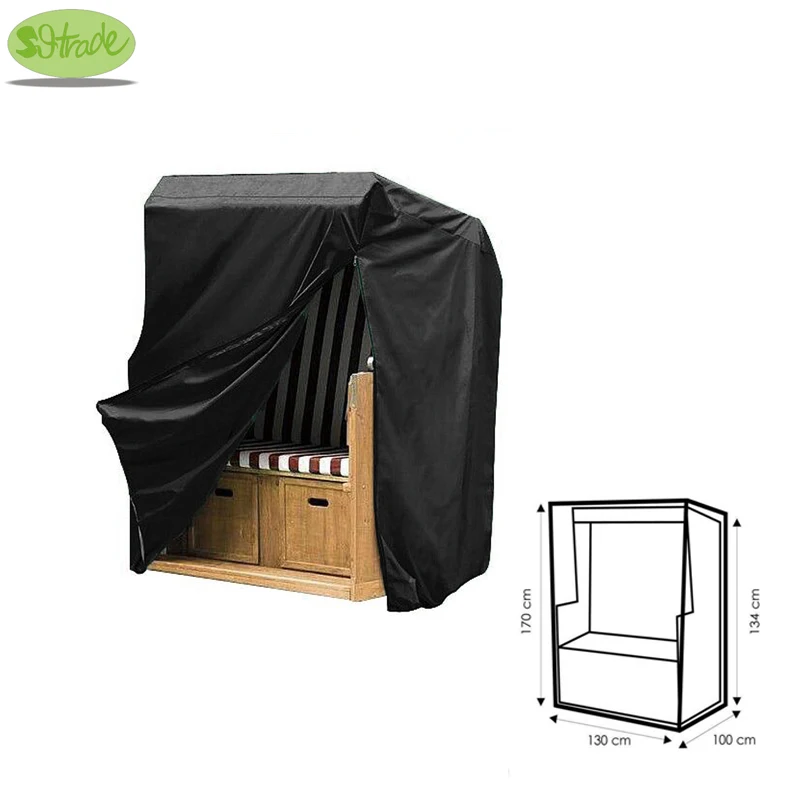 Protective cover for beach chair, Black color cover 130x100x135/170cm,schutzhuelle fuer strandkorb, Schutzplane Abdeckung