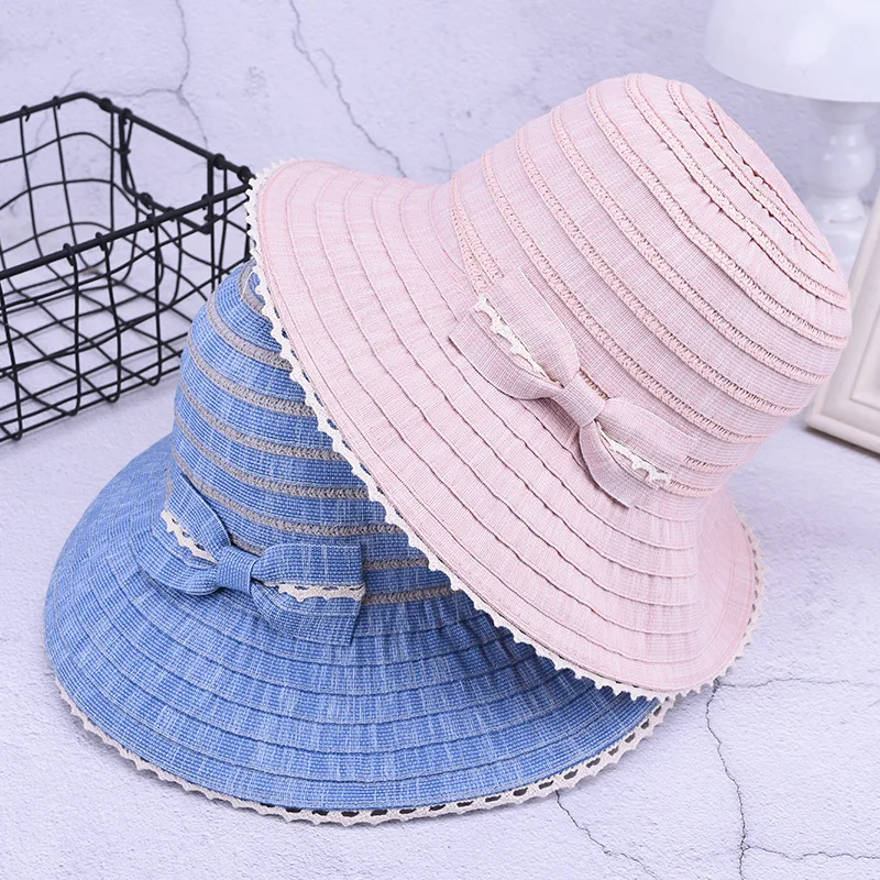 Original Japanese style partysu bow lace bucket hat,woman summer & Autumn travel sunshade hat,can be folded basin hat woman.