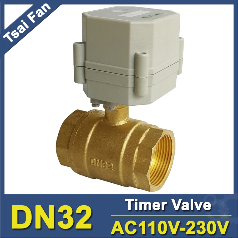 

Tsai Fan brand Timer On/Off Valves Brass 2 Way 1-1/4'' DN32 Bore 29mm BSP/NPT Thread AC110V-230V