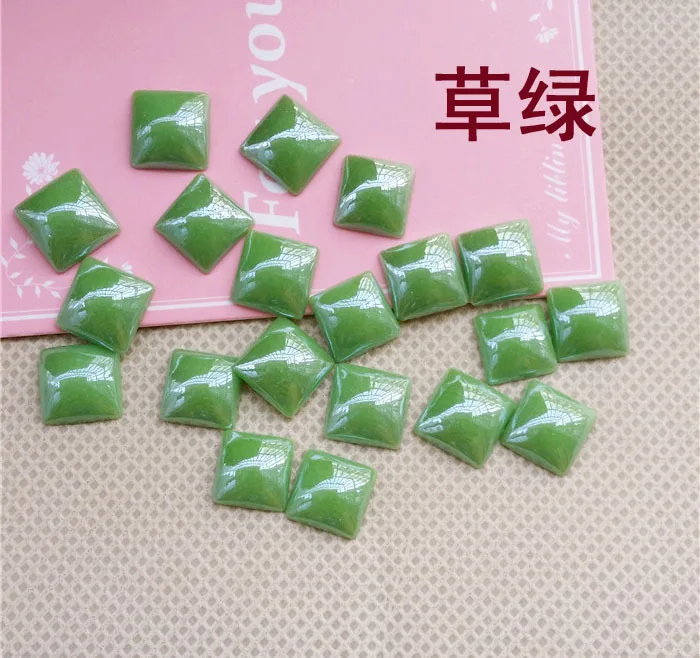 superior quality Grass green Square shape Ceramics flat back Rhinestones DIY mobile phone shell and watch Decoration 30PCS/pack