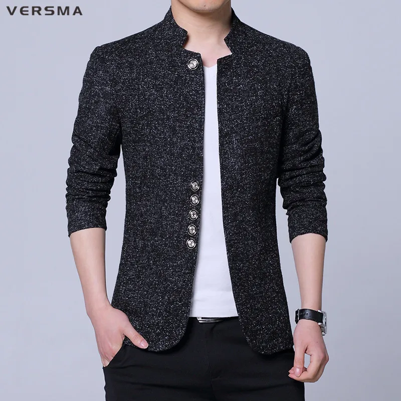 VERSMA New Navy Solid Long Sleeve Casual Brand Men Blazer Designs Suit Jacket Slim Fit Christmas Suit Blazer Jacket Coat Men 5XL