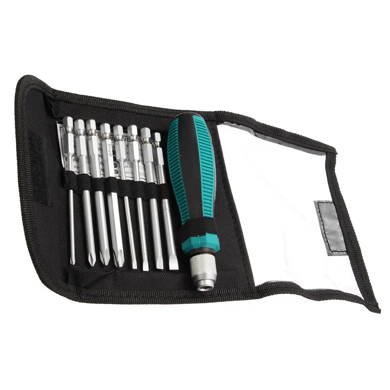 9 dalam 1 Obeng Set Perbaikan Alat tangan Dengan Magnetic Multi-bit kepala Obeng Kit Untuk Cross Kepala Untuk Datar Kepala Metric DS119