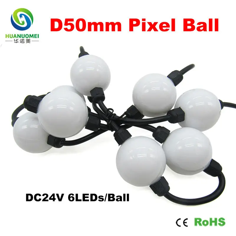 D50mm 6LEDs Pixel Ball Light UCS1903 digital rgb 3D ball, 3535 SMD RGB LED, UCS1903 chip, 6LEDs/Ball, 20Balls/string,DC24V input