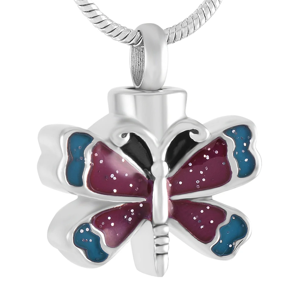 MJD9353 Memory of Heaven Colorflu Sky Butterfly Urn Necklace Stainless Steel Cremation Jewelry Ashes Pendant