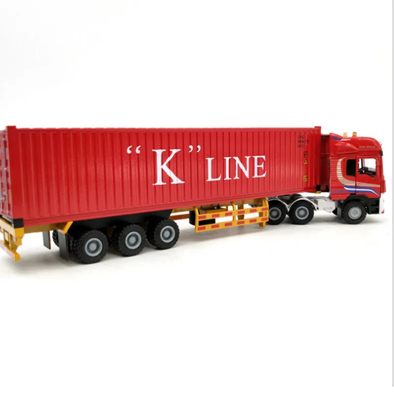 

28CM 1:50 Scale Alloy Metal Truck Trailer Container Cargo Logistics Car Truck Diecast Model Red Color Engineering Vehicle Toy