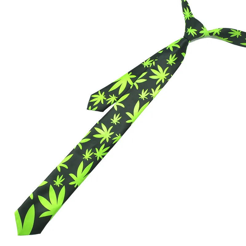 Mens Ties Necktie Gift Wedding Shirts Cravat Tie For Men 2inch wide hemp leaf Weed Party Woven Classic Dropshipping Brand Design