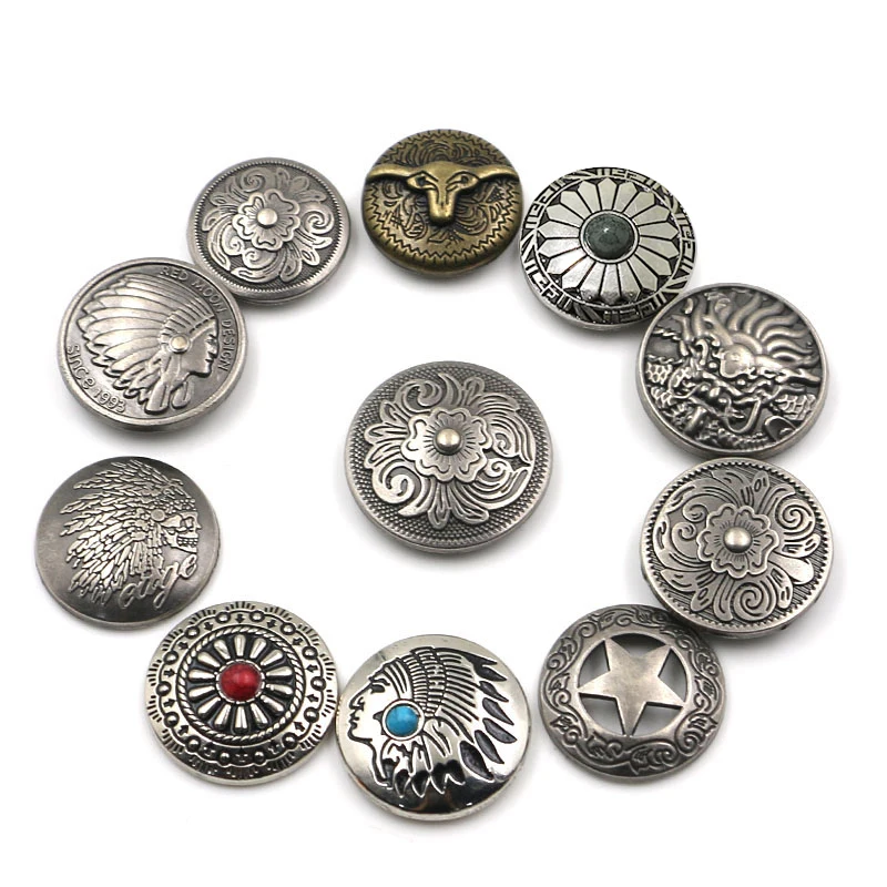 Metal Buttons Snap Button Silver  Nail Rivet With Bead Decoration for Leathercraft Bag Snap Fastener Leather Sewing wallet acces
