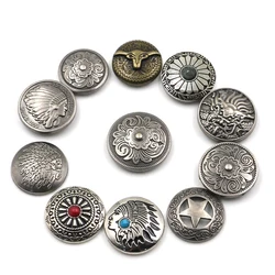 Metal Buttons Snap Button Silver Nail Rivet With Bead Decoration for Leathercraft Bag Snap Fastener Leather Sewing wallet acces