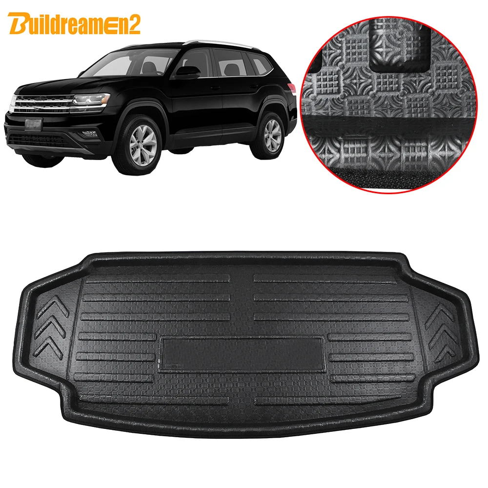 

Buildreamen2 Car Boot Cargo Liner Tray Rear Trunk Pad Tray Floor Mat Carpet Mud Kick For Volkswagen Atlas Teramont 2017 2018