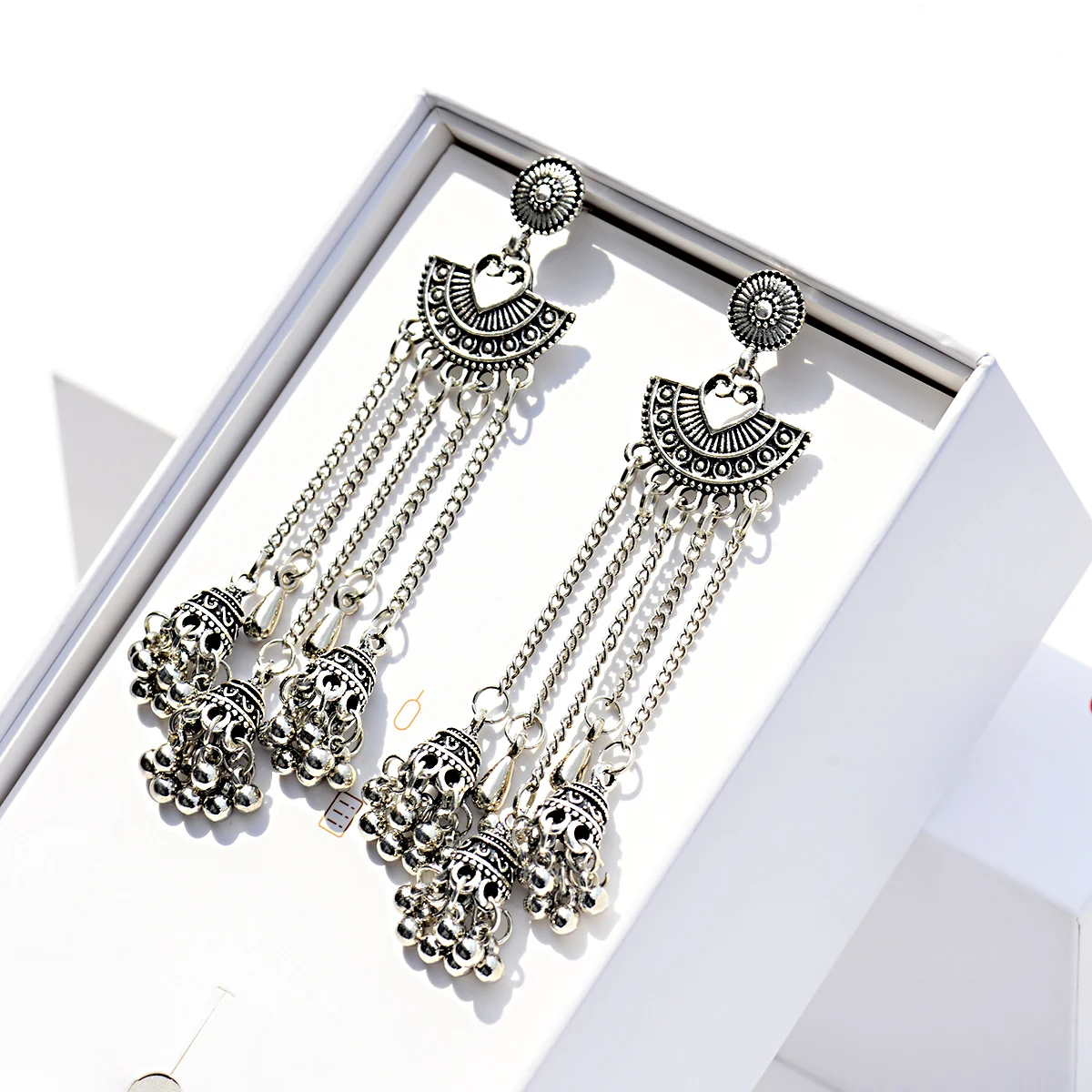 Egypt Turkish Classic Antique Women\'s Geometric Alloy Long Chain Tassel Jhumka Earrings 2024 Bohemia Indian Dangle Drop Earrings
