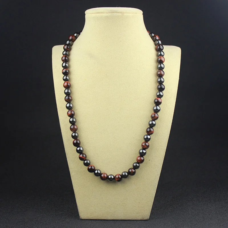 Drop Shipping Magnetic Hematite Bead Necklace With Natural Yellow Tiger Eye Round Bead  Pure Positive Energy Jewelry Gift MN1002