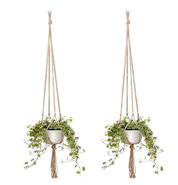 Plant Hanger Flower Pot Handmade Knitting Plant Holder Hanging Basket + Hook for Indoor Outdoor Home Garden Balcony Decoration