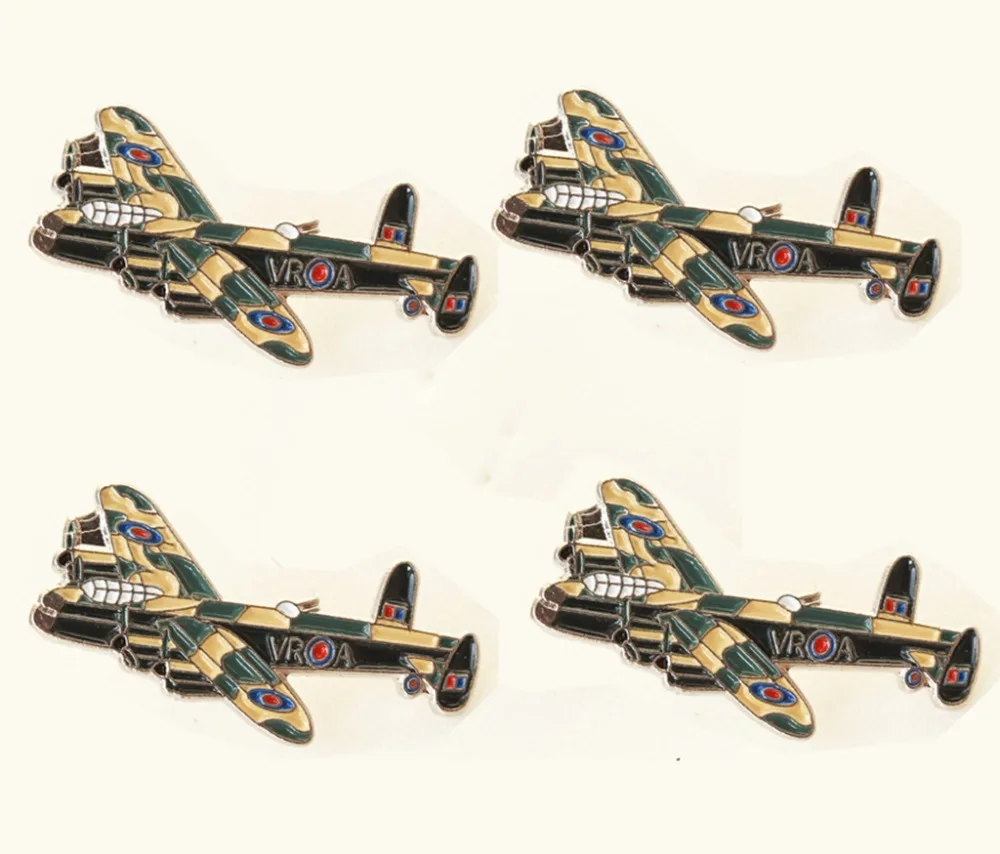 LOTS 5pcs WW11 Lancaster Bomber Plane - Aircraft Pilot Lapel Hat Tie Pin Badge Aviator New Fans Gifts Jewelry 3 X 2.125 CM