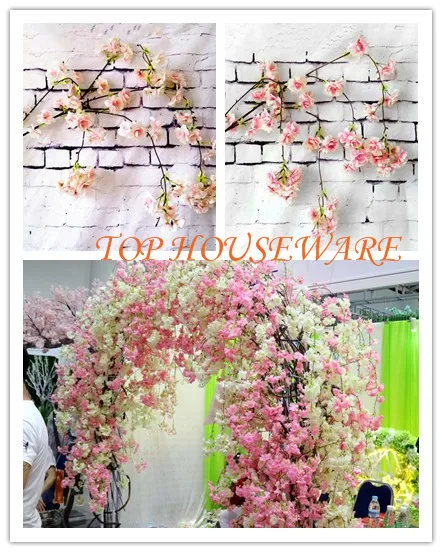 10pcs  Artificial Silk Oriental Cherry Sakura Flower For DIY  Wedding Arch Tree Supermarket Decoration Single Fake Flowers