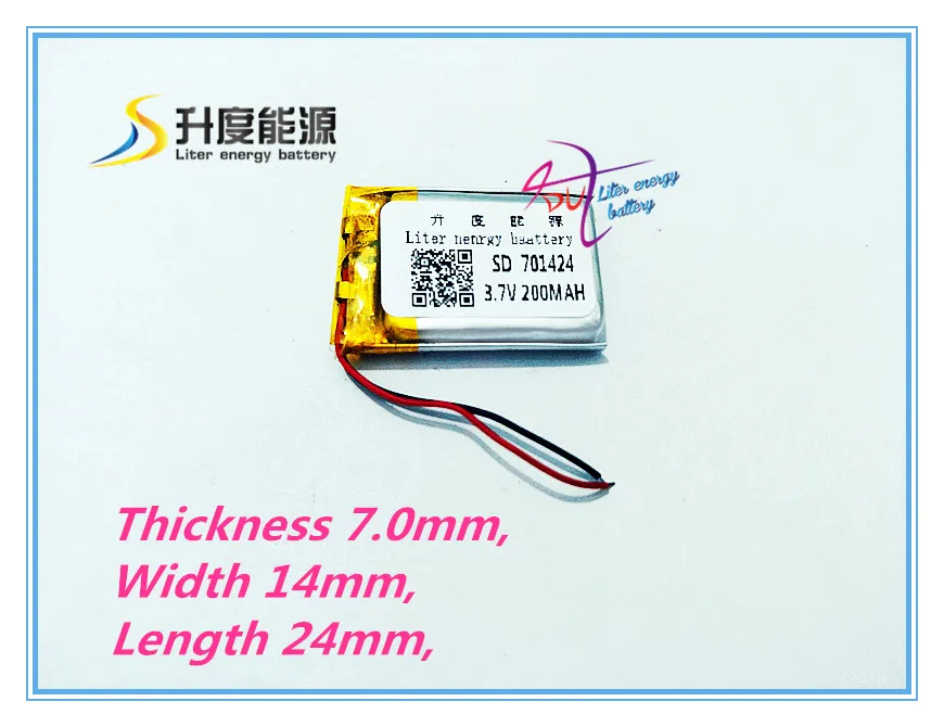 แท็บเล็ตแบตเตอรี่โพลิเมอร์ 3.7 V แบตเตอรี่ลิเธียม 701424 MP3 ชุดหูฟังไร้สายบลูทูธ 200 MAH