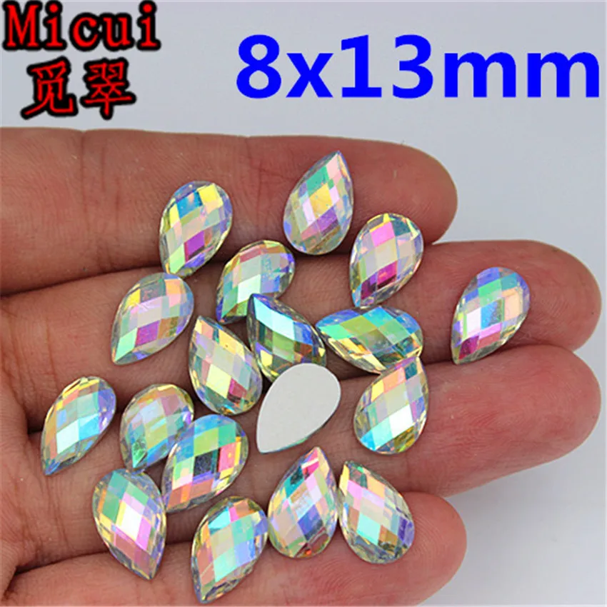 Micui 100PCS Multiple Shape AB Clear Resin Rhinestone Flatback Gems Strass Crystal Stones For Dress Crafts Decorations MC738